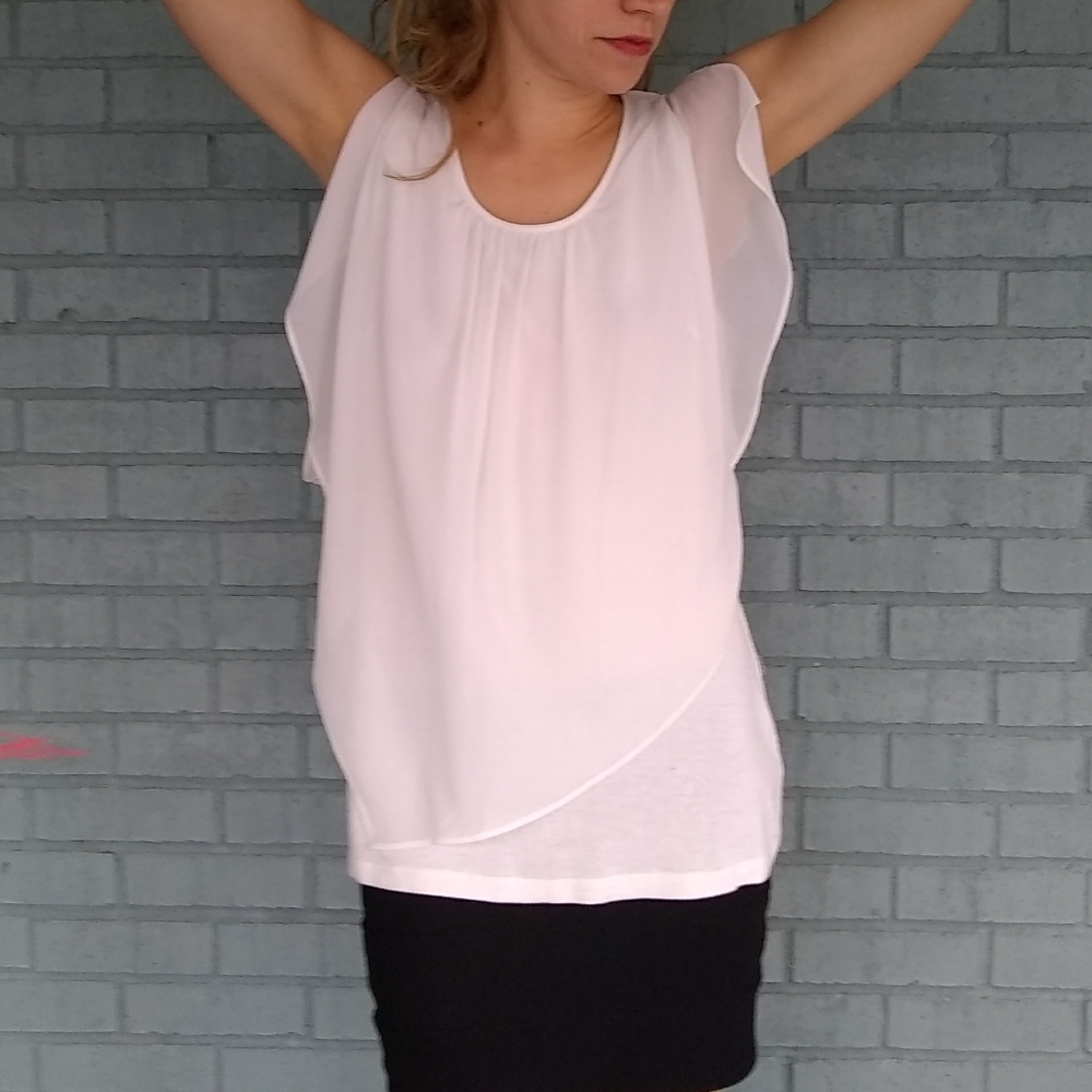 White jersey and chiffon blouse size M